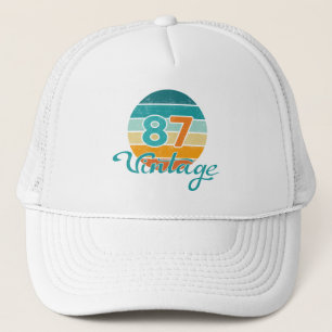 Retro-Sonnenuntergang 87 Vintage abgenutzt Truckerkappe