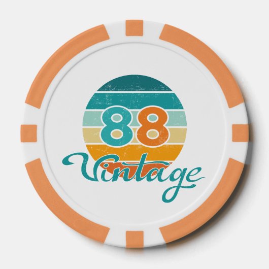 Retro Sonnenuntergang 88 Vintage abgenutzt Pokerchips (Vorderseite)
