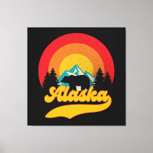 Retro-Sonnenuntergang Alaska Juneau Bären Berge Wi Leinwanddruck