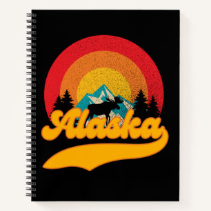 Retro Sonnenuntergang Alaska Juneau Elch 0Berge Wi Notizblock