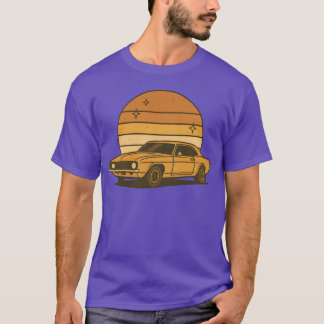 Retro-Sonnenuntergang-Auto-Illustration vintage Ju T-Shirt