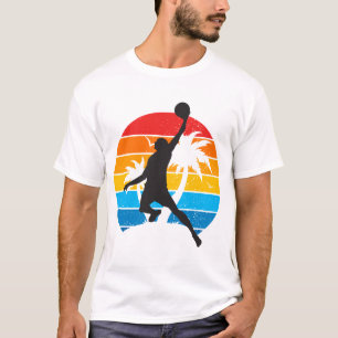 Retro Sonnenuntergang Basketball Dunk Korb Sport T-Shirt