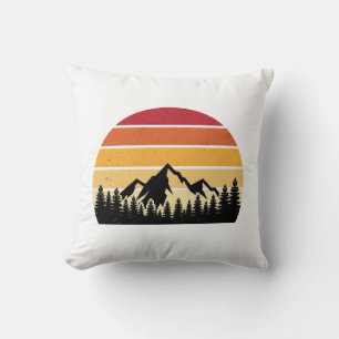 Retro-Sonnenuntergang-Berglandschaft   Vintage-Nat Kissen