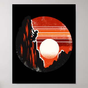 Retro Sonnenuntergang Bergsteigen Bergkletterer Poster