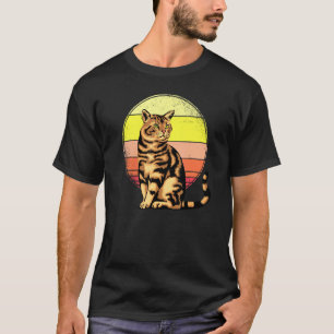 Retro Sonnenuntergang Bobtail-Katze ca meine Katze T-Shirt