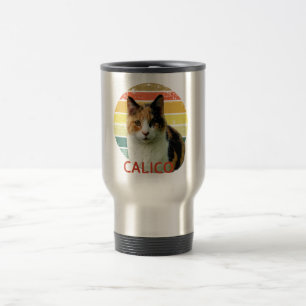Retro-Sonnenuntergang Calico-Moggy-Katze  Reisebecher