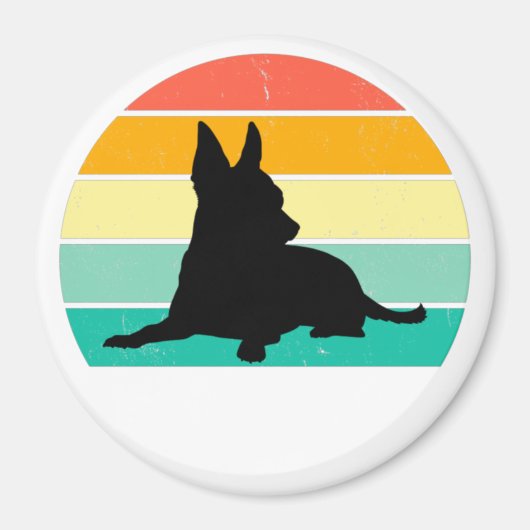Retro Sonnenuntergang Chihuahua Magnet (Vorne)