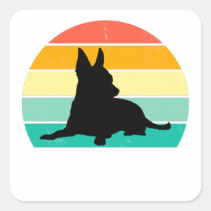 Retro Sonnenuntergang Chihuahua Quadratischer Aufkleber