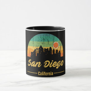 Retro-Sonnenuntergang der Skyline von San Diego au Tasse