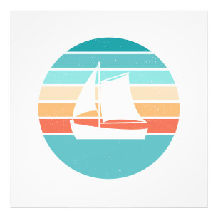 Retro Sonnenuntergang-Distressed-Effekt + Segelboo Fotodruck