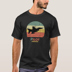 Retro-Sonnenuntergang, Düsenjäger, Pilot, Luftfahr T-Shirt