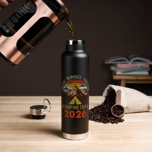 Retro-Sonnenuntergang-Familien-Camping-Trip 2026 p Trinkflasche