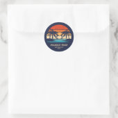 Retro Sonnenuntergang Familienausflug Beach Palm T Runder Aufkleber (Tasche)