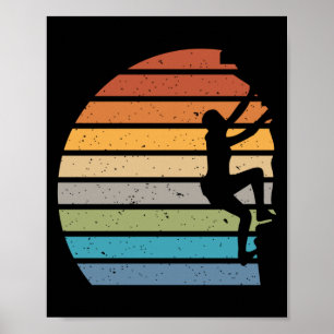 Retro-Sonnenuntergang-Felsenklettern Outdoor-Sport Poster