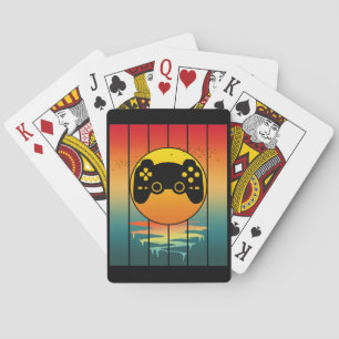 Retro-Sonnenuntergang-Gamer-Gaming-Computerspiel Spielkarten