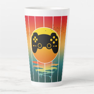 Retro-Sonnenuntergang-Gamer-Spiele-Computerspiel Milchtasse