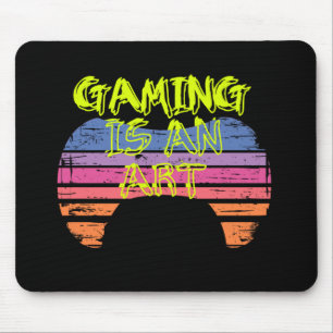 Retro-Sonnenuntergang-Gaming-Controller-Kunst-Game Mousepad