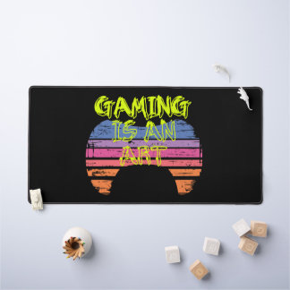 Retro-Sonnenuntergang-Gaming-Controller-Kunst-Game Schreibtischunterlage