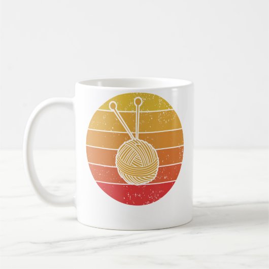 Retro-Sonnenuntergang-Garn Lustiger Stricker Nette Kaffeetasse (Links)