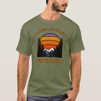 Retro-Sonnenuntergang-Gebirgswald URLAUB T-Shirt