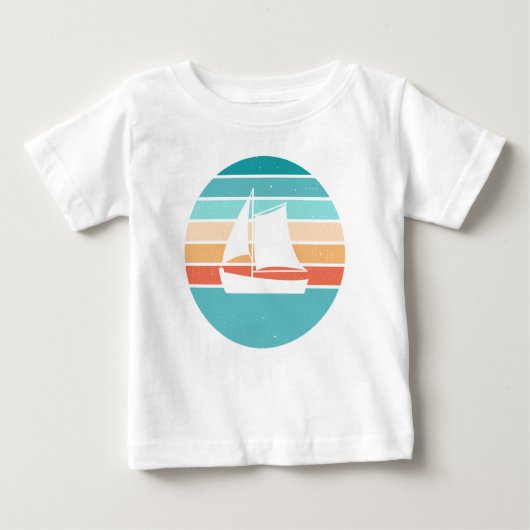 Retro Sonnenuntergang gestörter Effekt + Segelboot Baby T-shirt (Vorderseite)