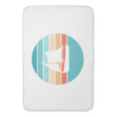 Retro Sonnenuntergang gestörter Effekt + Segelboot Badematte (Vorderseite Vertikal)