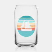 Retro Sonnenuntergang gestörter Effekt + Segelboot Dosenglas (Vorderseite)