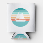 Retro Sonnenuntergang gestörter Effekt + Segelboot Dosenkühler (Vorderseite)