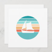 Retro Sonnenuntergang gestörter Effekt + Segelboot Einladung (Vorne/Hinten)