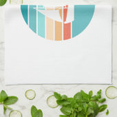 Retro Sonnenuntergang gestörter Effekt + Segelboot Geschirrtuch (Gefaltet)