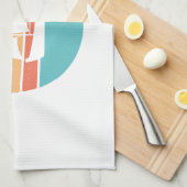 Retro Sonnenuntergang gestörter Effekt + Segelboot Geschirrtuch (Viertel Falte)