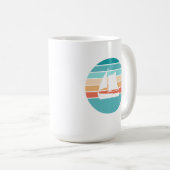 Retro Sonnenuntergang gestörter Effekt + Segelboot Kaffeetasse (VorderseiteRechts)