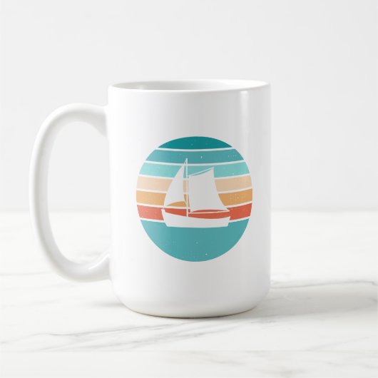 Retro Sonnenuntergang gestörter Effekt + Segelboot Kaffeetasse (Links)