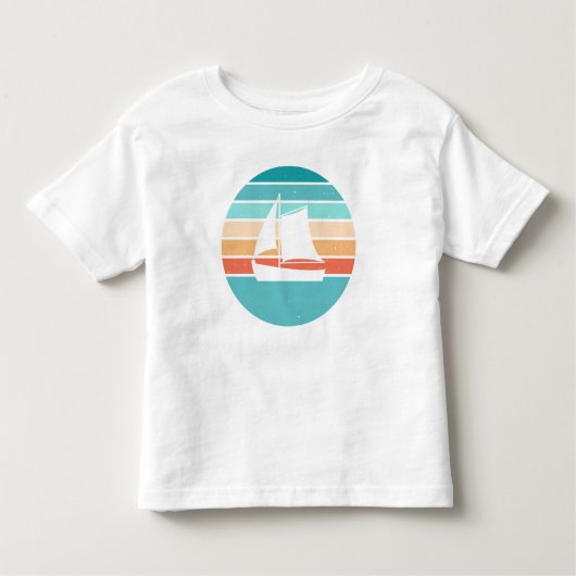 Retro Sonnenuntergang gestörter Effekt + Segelboot Kleinkind T-shirt (Vorderseite)