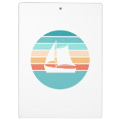 Retro Sonnenuntergang gestörter Effekt + Segelboot Klemmbrett (Rückseite)