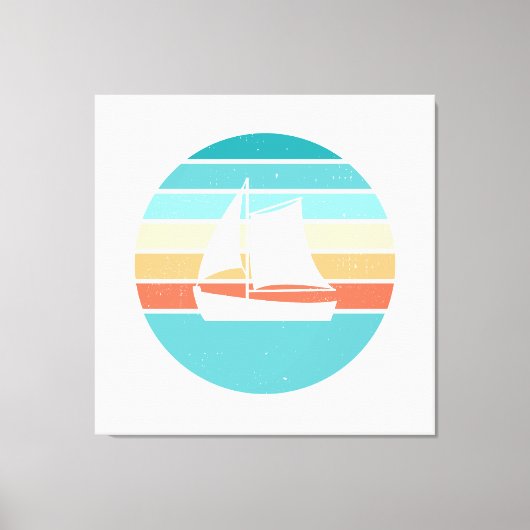 Retro Sonnenuntergang gestörter Effekt + Segelboot Leinwanddruck (Vorderseite)