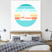 Retro Sonnenuntergang gestörter Effekt + Segelboot Leinwanddruck (Insitu (Schlafzimmer))