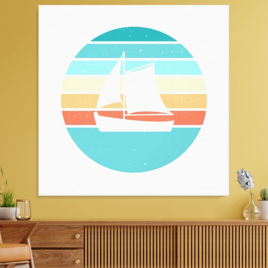 Retro Sonnenuntergang gestörter Effekt + Segelboot Leinwanddruck (Insitu (Wohnzimmer))