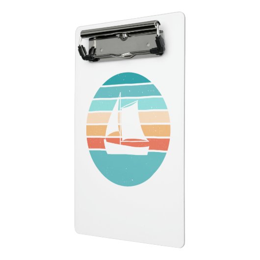 Retro Sonnenuntergang gestörter Effekt + Segelboot Mini Klemmbrett (Gewinkelt2)
