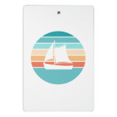 Retro Sonnenuntergang gestörter Effekt + Segelboot Mini Klemmbrett (Rückseite)