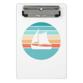 Retro Sonnenuntergang gestörter Effekt + Segelboot Mini Klemmbrett (Vorderseite)