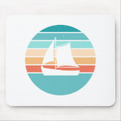 Retro Sonnenuntergang gestörter Effekt + Segelboot Mousepad (Vorne)