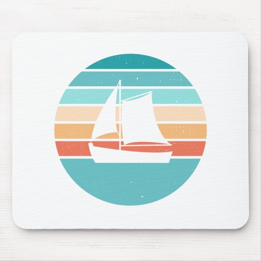 Retro Sonnenuntergang gestörter Effekt + Segelboot Mousepad (Vorne)