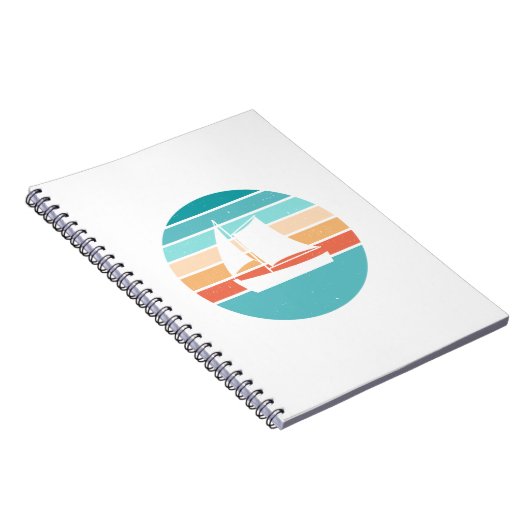 Retro Sonnenuntergang gestörter Effekt + Segelboot Notizblock (Rechte Seite)