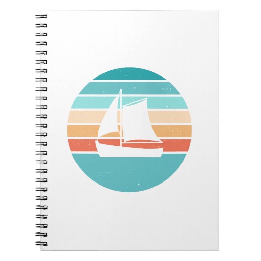 Retro Sonnenuntergang gestörter Effekt + Segelboot Notizblock (Vorderseite)