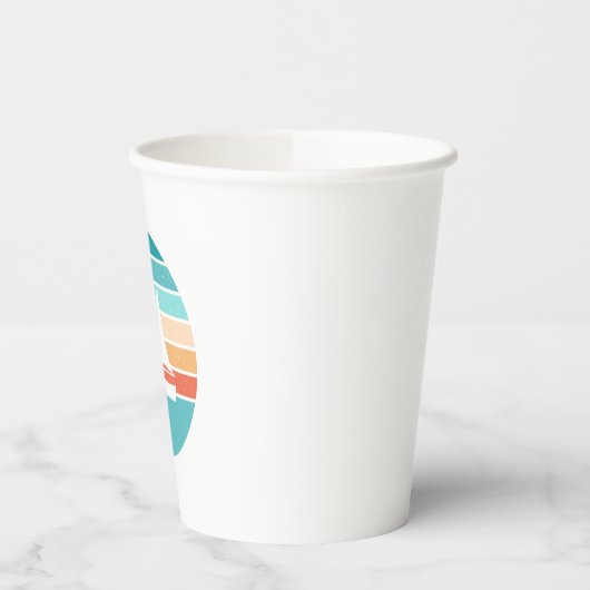 Retro Sonnenuntergang gestörter Effekt + Segelboot Pappbecher (Links)