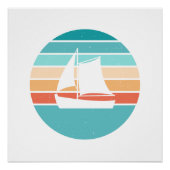 Retro Sonnenuntergang gestörter Effekt + Segelboot Poster (Vorderseite)