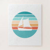 Retro Sonnenuntergang gestörter Effekt + Segelboot Puzzle (Vertikal)