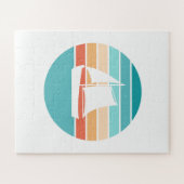 Retro Sonnenuntergang gestörter Effekt + Segelboot Puzzle (Horizontal)