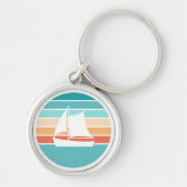 Retro Sonnenuntergang gestörter Effekt + Segelboot Schlüsselanhänger (Vorne)